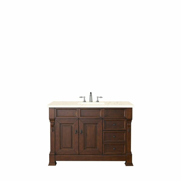 James Martin Vanities Brookfield 48in Single Vanity, Warm Cherry w/ 3 CM Eternal Marfil Quartz Top 147-114-5286-3EMR